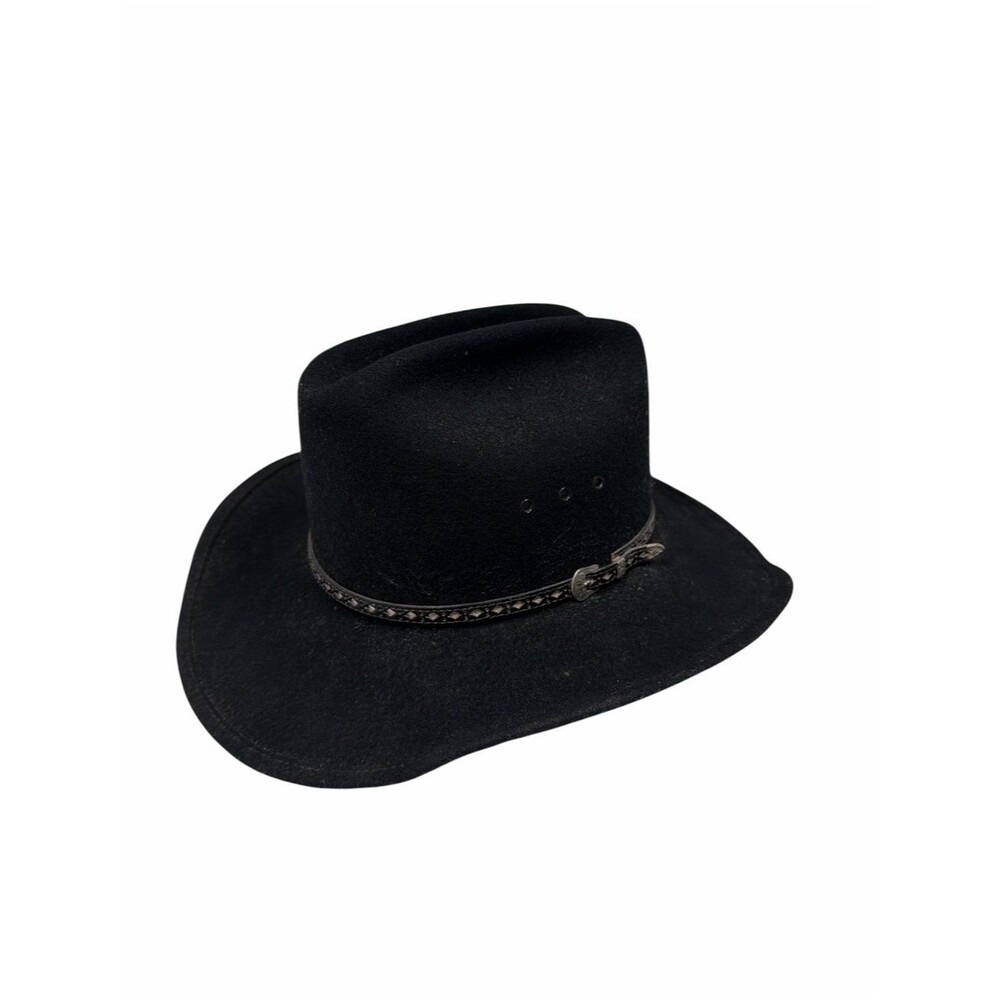 Trapper Jack Hats Rodeo Black Wool Western Cowboy Hat USA Made Vintage Ranch